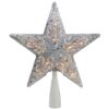 Northlight 8.5 in. Silver Glitter Star Cut-Out Design Christmas Tree Topper - Clear Lights
