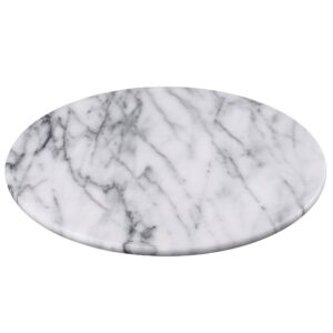 Creative Home 12 in. Off-White Natural Marble Round Board Cheese Serving Plate, Dessert Cake Service Board