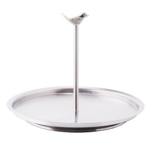 Old Dutch Churp Single Tier Stainless Steel Serving Tray with Bird Knob