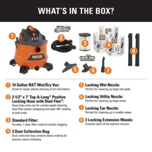RIDGID 14 Gal. 6.0-Peak HP NXT Wet/Dry Shop Vacuum with Filter, Dust Bags, Hose and Accessories