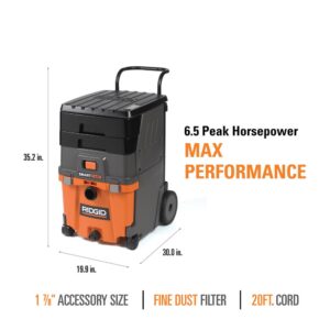 RIDGID 11 Gal. 6.5-Peak HP Smart Cart Wet/Dry Shop Vacuum with Fine Dust Filter, Professional Hose and Accessories