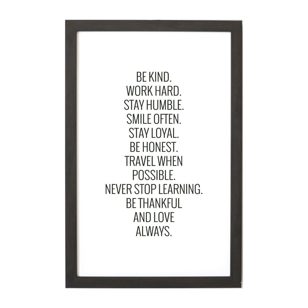 Petal Lane Be Kind, Work Hard Magnet Board, Ebony Frame, Magnetic Memo Board
