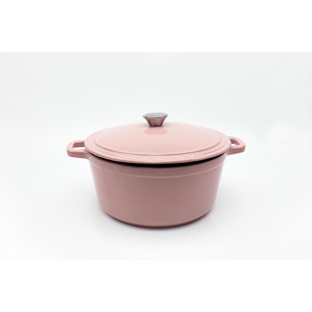 BergHOFF Neo 7 qt. Round Cast Iron Casserole Dish in Pink with Lid