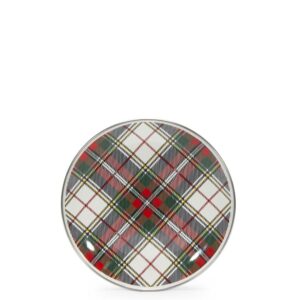 Golden Rabbit Highland Plaid 8 in. Enamelware Round Sandwich Plate Set of 4
