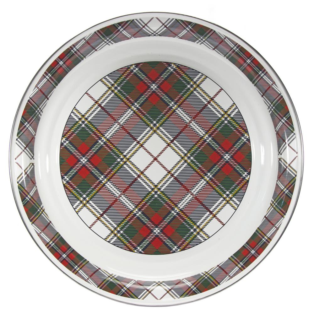 Golden Rabbit Highland Plaid 20 in. Enamelware Serving Tray