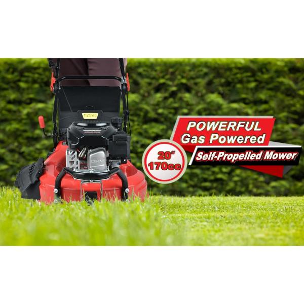 PowerSmart 20 in. 3-in-1 170 cc Gas Walk Behind Self Propelled Lawn Mower