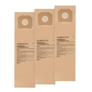 POWERTEC 15 Gal. High Efficiency Filter Bags for PORTER-CABLE 7814 Power Tool Triggered Vacuum (3-Pack)