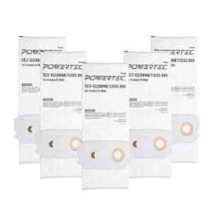 POWERTEC Self Cleaning Replacement Filter Bags for Festool CT Midi Flexible Fleece Filter Bag for Festool 498411 (5-Pack)