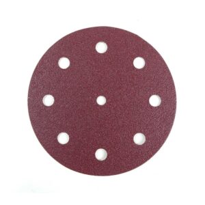 POWERTEC 125 mm 240-Grit 9-Hole A/O Hook and Loop Disc for Festool RO 125/ETS 125 Sander in Red (50-Pack)