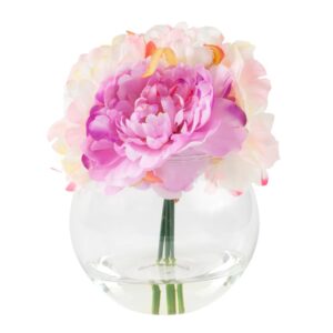 Pure Garden 7.5 in. Peony Floral Pink Arrangement