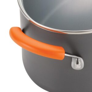 Rachael Ray Classic Brights 5 qt. Hard-Anodized Aluminum Nonstick Saute Pan in Orange and Gray with Glass Lid