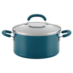 Rachael Ray Create Delicious 6 qt. Aluminum Nonstick Stock Pot in Red Shimmer with Glass Lid