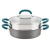 Rachael Ray 3 qt. Create Delicious Hard Anodized Aluminum Nonstick Steam Set, Gray