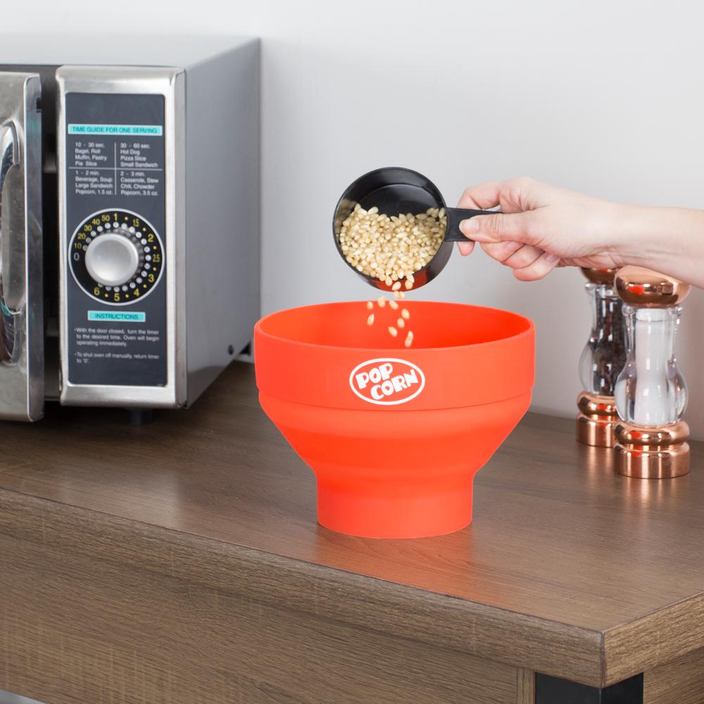 Chef Buddy 80 oz. Red Silicone Microwave Popcorn Popper Bowl