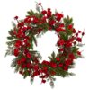 Nearly Natural 24 in. Plum Blossom Pine Wreath
