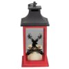 Northlight 12 in. Red and Black LED Candle With Deer Christmas Lantern