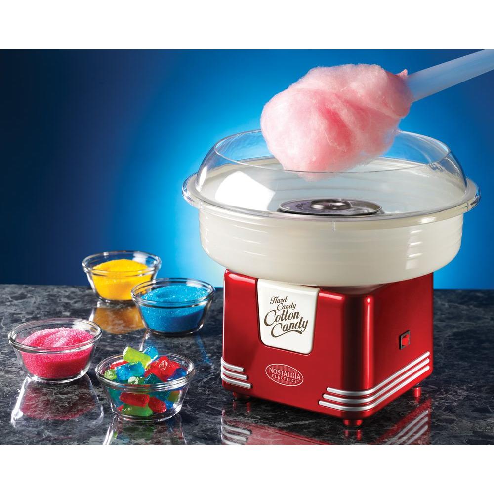 Nostalgia Retro Red Hard and Sugar Free Cotton Candy Maker with Cotton Candy Cones