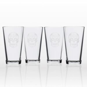Rolf Glass Sugar Skull 16 oz. Pint Glass (Set of 4)