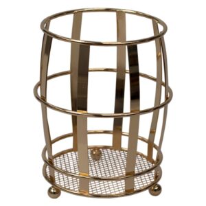 Home Basics Lyon Rose Gold Steel Cutlery Holder with Mesh Bottom and Non-Skid Feet