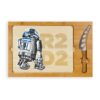 TOSCANA 15.4 in. R2-D2 Icon Glass Top Serving Tray and Knife Set