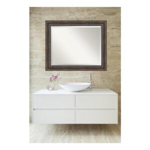 Amanti Art Rustic 34 in. W x 28 in. H Framed Rectangular Bathroom Vanity Mirror in Rustic Pine