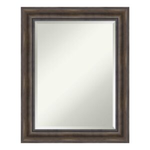 Amanti Art Rustic 23 in. W x 29 in. H Framed Rectangular Beveled Edge Bathroom Vanity Mirror in Rustic Pine