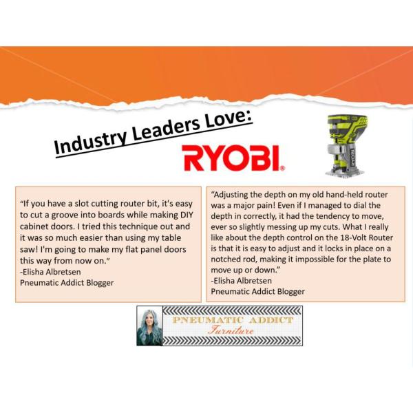 RYOBI 18-Volt ONE+ Cordless Fixed Base Trim Router with Tool Free Depth Adjustment with 2.0 Ah Battery and Charger Kit