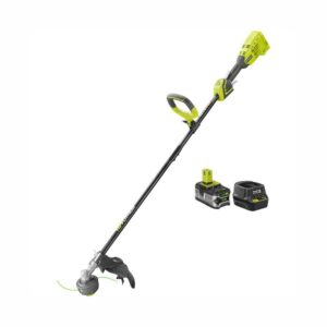 RYOBI ONE+ 18-Volt Lithium-Ion Brushless Cordless String Trimmer - 4.0 Ah Battery and Charger Included