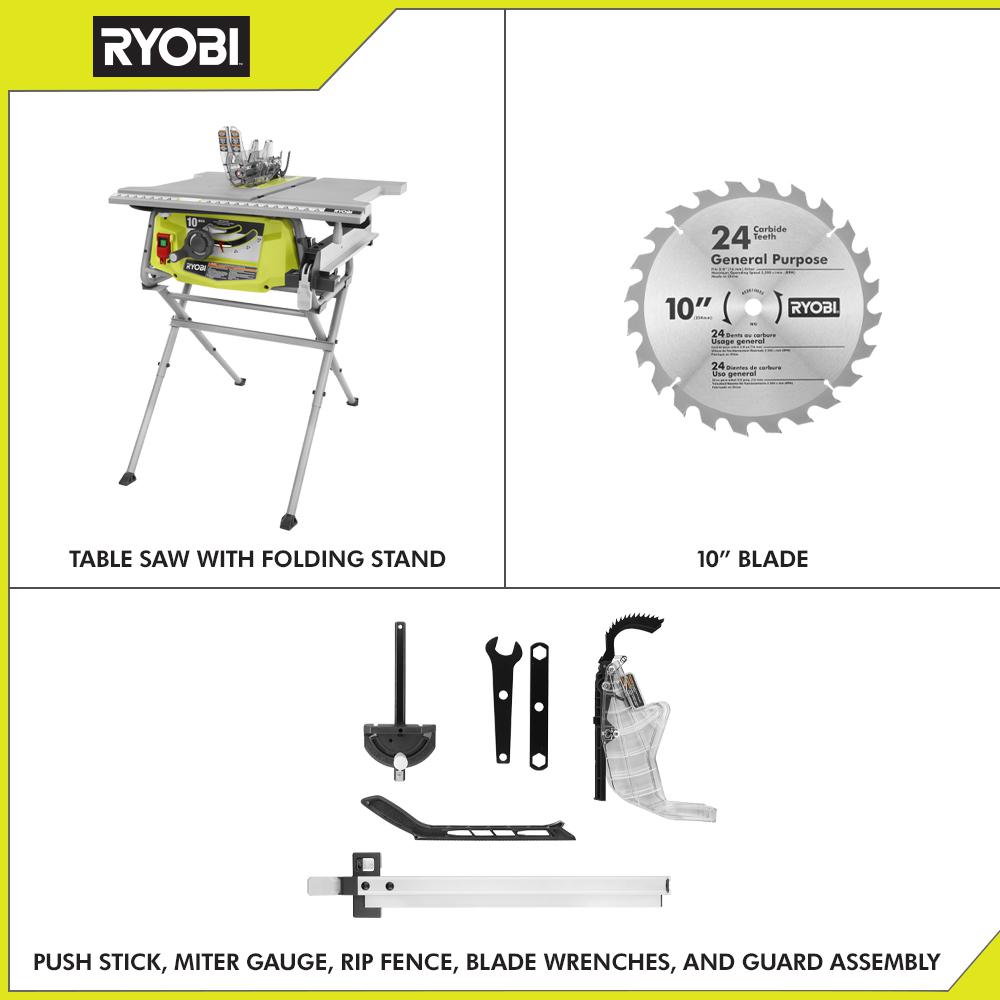 RYOBI 15 Amp 10 in. Table Saw with Folding Stand