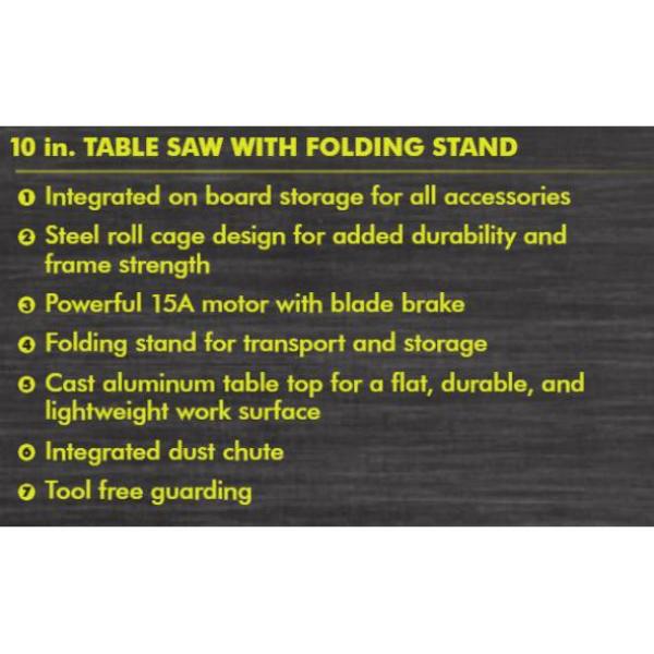 RYOBI 15 Amp 10 in. Table Saw with Folding Stand