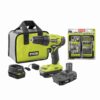 RYOBI ONE+ 18V Cordless 1/2 in. Drill Driver Kit w/ (2) 1.5 Ah Batteries, Charger, & Bag w/ Impact Rated Driving Kit (70Piece)