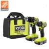 RYOBI ONE+ HP 18V Brushless Cordless Compact 1/2 in. Drill and Impact Driver Kit with (2) 1.5 Ah Batteries, Charger and Bag