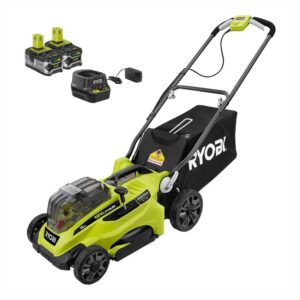 RYOBI 16 in. ONE+ 18-Volt Lithium-Ion Cordless Battery Walk Behind Push Lawn Mower Two 4.0Ah Batteries/Charger Included