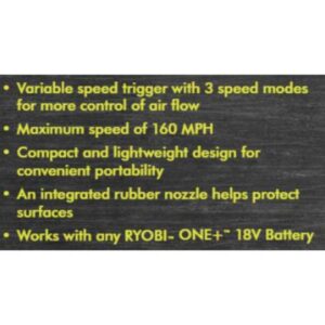 RYOBI 18-Volt ONE+ Cordless Compact Workshop Blower with 2.0 Ah Battery and Charger Kit