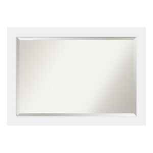 Amanti Art Corvino 41 in. W x 29 in. H Framed Rectangular Beveled Edge Bathroom Vanity Mirror in Satin White