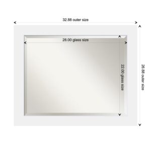 Amanti Art Corvino 33 in. W x 27 in. H Framed Rectangular Beveled Edge Bathroom Vanity Mirror in Satin White