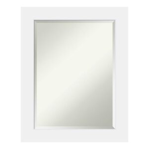 Amanti Art Corvino 23 in. W x 29 in. H Framed Rectangular Beveled Edge Bathroom Vanity Mirror in Satin White