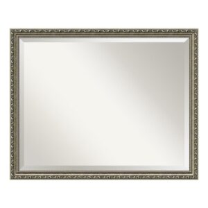 Amanti Art Parisian 31 in. W x 25 in. H Framed Rectangular Bathroom Vanity Mirror in Silver