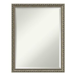 Amanti Art Parisian 20 in. W x 26 in. H Framed Rectangular Beveled Edge Bathroom Vanity Mirror in Silver