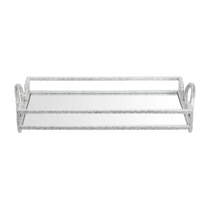 Home Decorators Collection Silver Hammered Metal Decorative Rectangle Mirror Tray