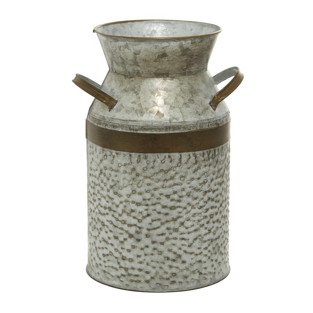 LITTON LANE 8 in. x 12 in. Farmhouse Galvanized Iron Milk Can