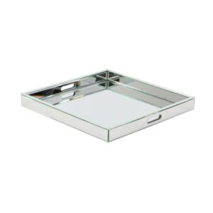 LITTON LANE 20 in. x 2 in. Modern Silver-Finished Decorative Mirror Tray