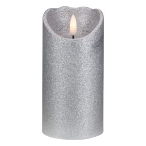 Northlight 6 in. Silver Glitter Flameless Battery Operated Christmas Decor Candle