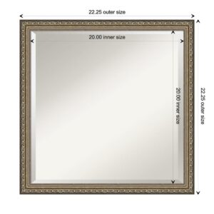 Amanti Art Parisian 22 in. W x 22 in. H Framed Square Beveled Edge Bathroom Vanity Mirror in Silver Pewter