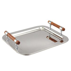 Elegance 16.5 in. x 13 in. Stainless Steel Rectangular Tray with Handles
