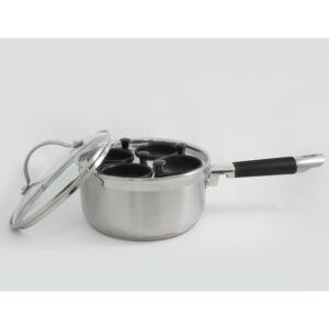 ExcelSteel Professional 4-Cup Egg Poacher Stainless with Silicone Spatula