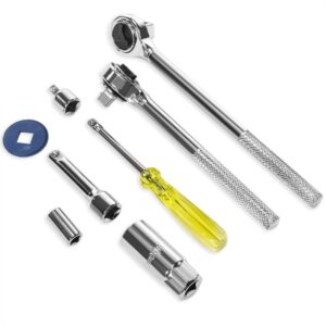 Stark 1/4 in. to 1/2 in. Drive Combination SAE/MM Ratchet and Socket Bit Tool Set with Extensions and Adapters (52-Piece)