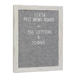 Stonebriar Collection Gray Felt Memo Board with White Wash Wooden Frame