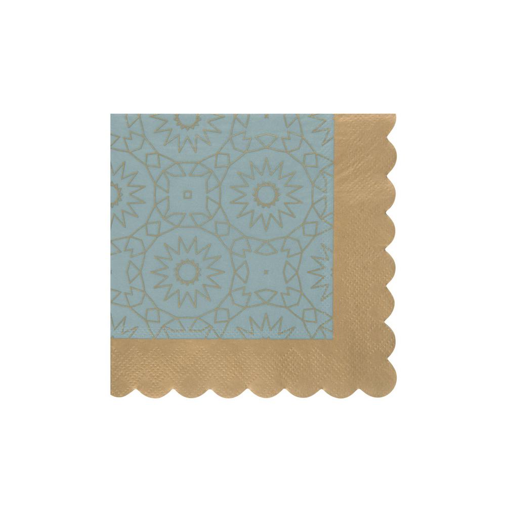 Sugar Plum Party 32-Piece Blue and Gold Assorted Disposable Cocktail Paper Napkin