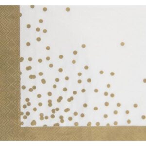 Sugar Plum Party 32-Piece Gold and White Disposable Assorted Cocktail Paper Napkin